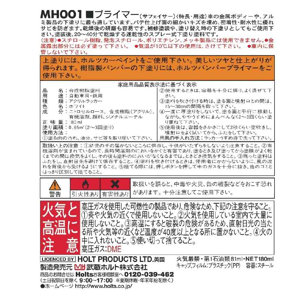 武蔵ホルト Holts プライマー 白 MH001 180ml - Image 2