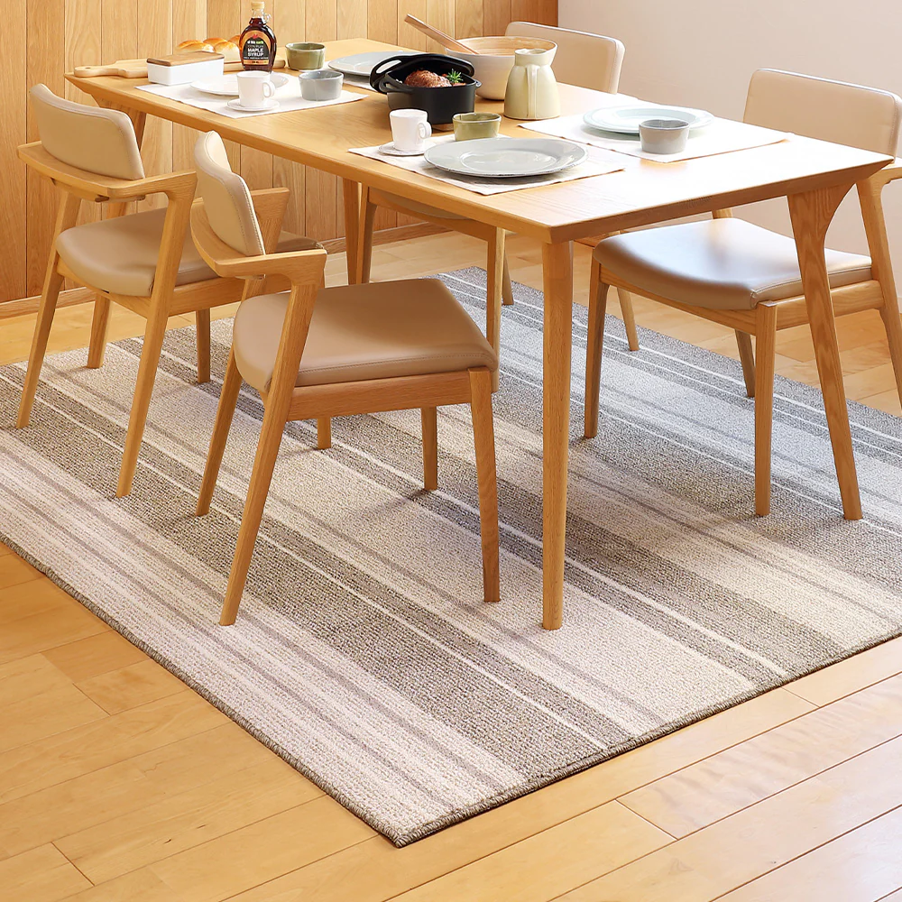 撥水機能付きダイニングラグ マージ 180×220cm アイボリー 【直送品】 返品・キャンセル・他商品と同時購入は不可