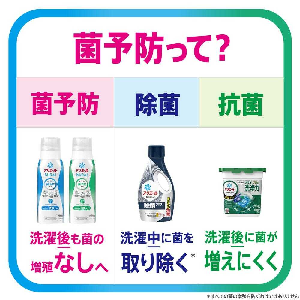 P&G アリエール 洗濯洗剤 MiRAi 漂白剤級の消臭プラス 本体大 510g - Image 3
