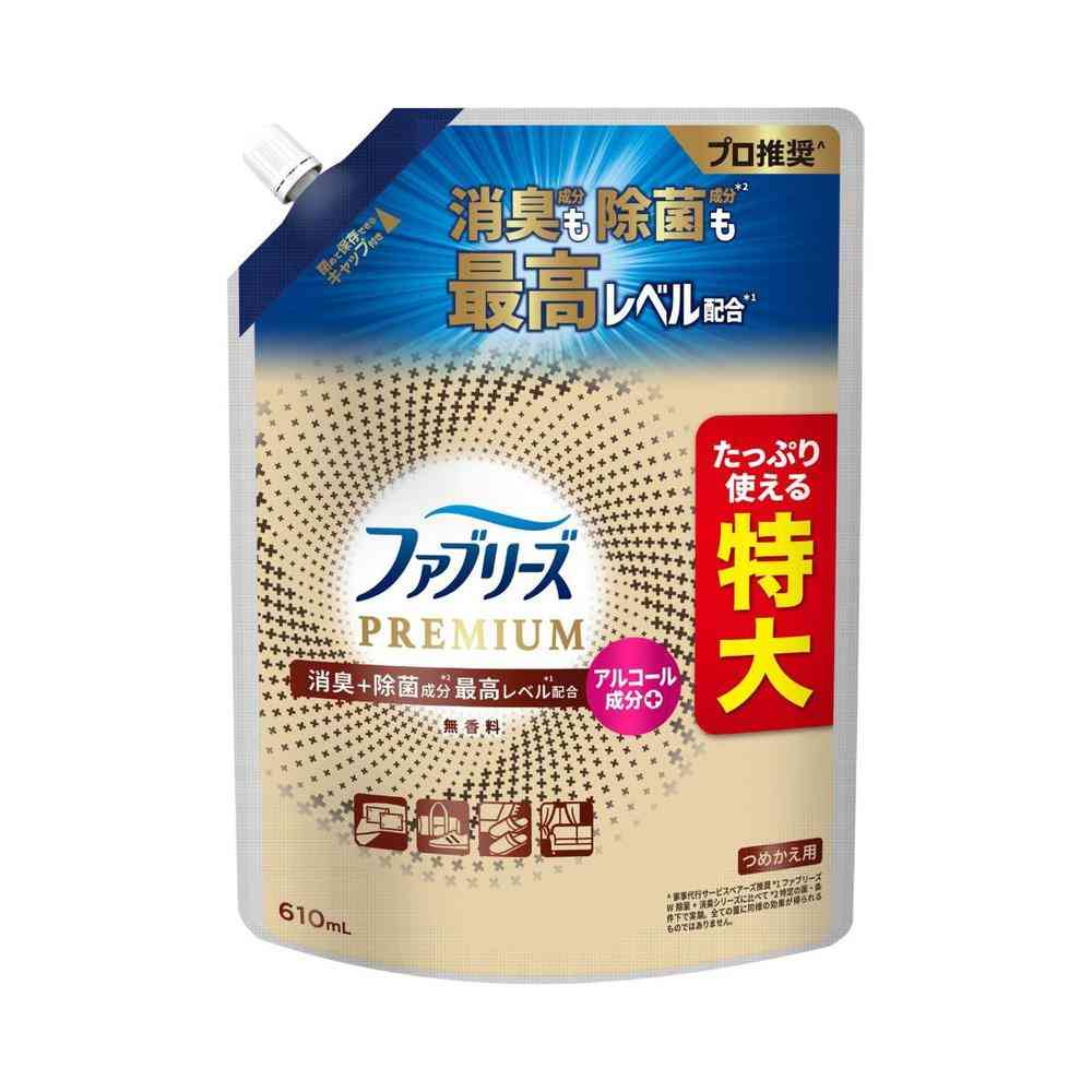 P&G ファブリーズ W除菌+消臭 プレミアム 無香料 つめかえ 特大サイズ 610mL