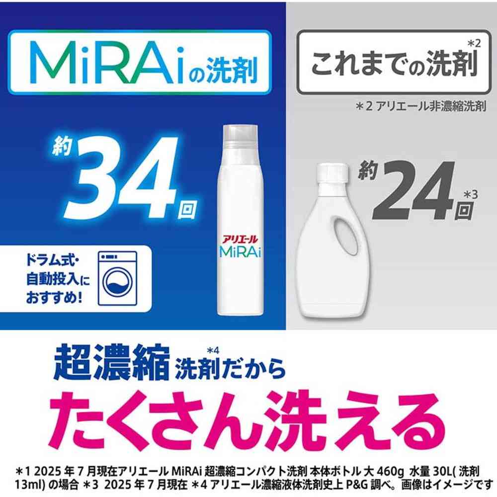 P&G アリエールMiRAi 超濃縮 部屋干し＆スポーツつめかえウルトラジャンボサイズ 980g - Image 6