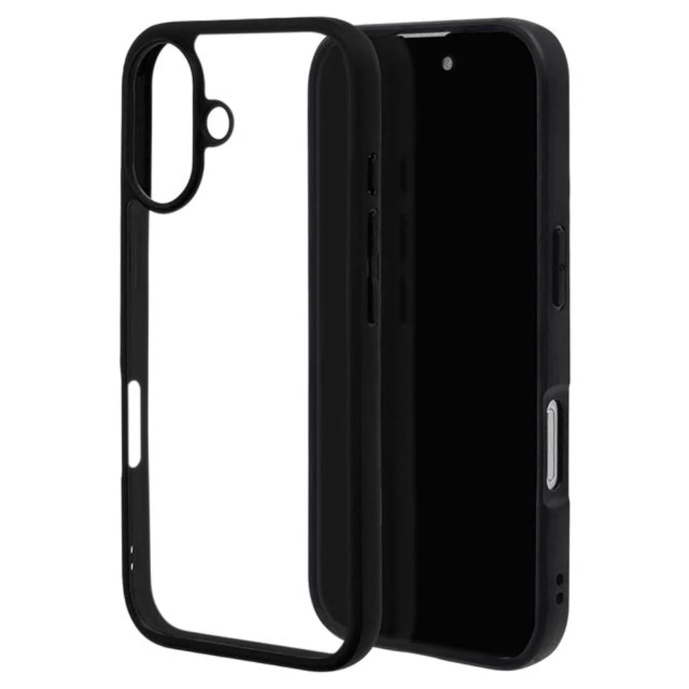 テレホンリース iPhone16 ケース カバー ライノックス 耐衝撃吸収 MIL規格 クリア ブラック×クリア