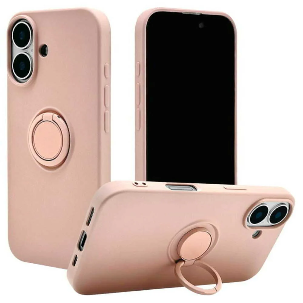 テレホンリース iPhone16 ケース カバー ソフトケース TPU スマホリング スモーキーピンク - Image 3