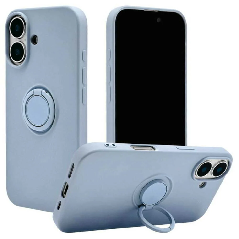 テレホンリース iPhone16 ケース カバー ソフトケース スマホリング付き スモーキーブルー - Image 3