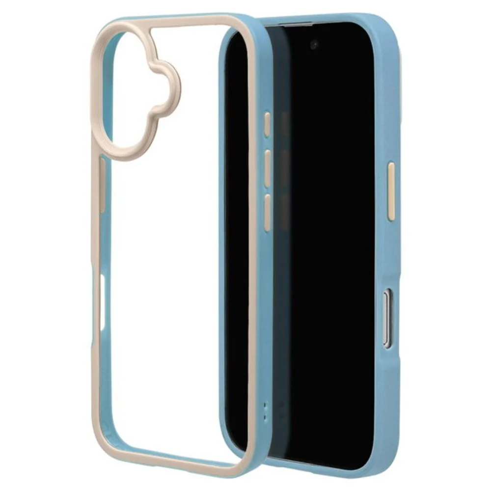 テレホンリース iPhone16 ケース カバー bicolor 背面クリア ライトブルー