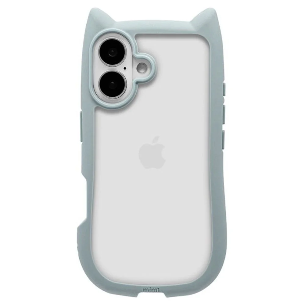 テレホンリース iPhone16 ケース カバー ハイブリッド 猫耳 スモーキーブルー - Image 2
