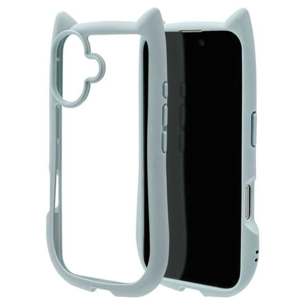 テレホンリース iPhone16 ケース カバー ハイブリッド 猫耳 スモーキーブルー - Image 4