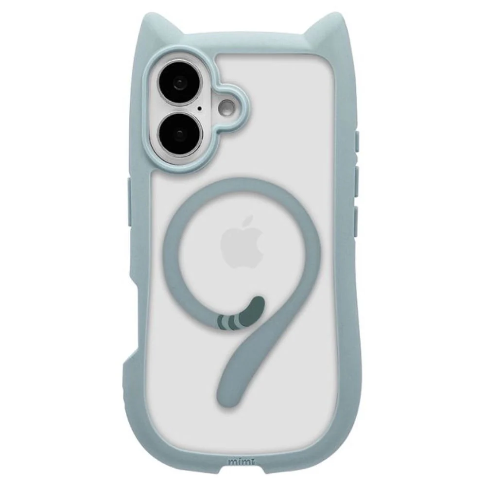 テレホンリース iPhone16 ケース カバー MagSafe対応 猫耳 スモーキーブルー - Image 2