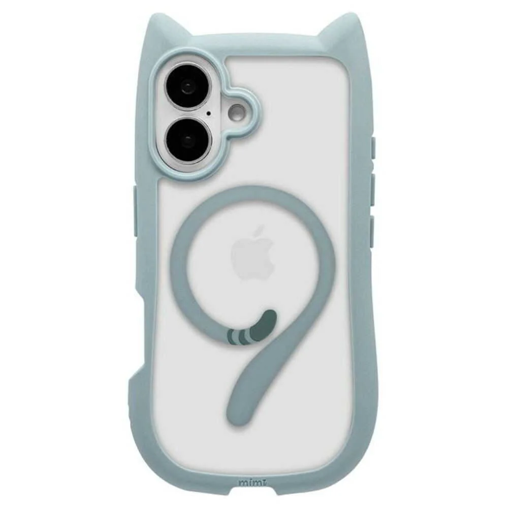 テレホンリース iPhone16 ケース カバー MagSafe対応 猫耳 スモーキーブルー - Image 5