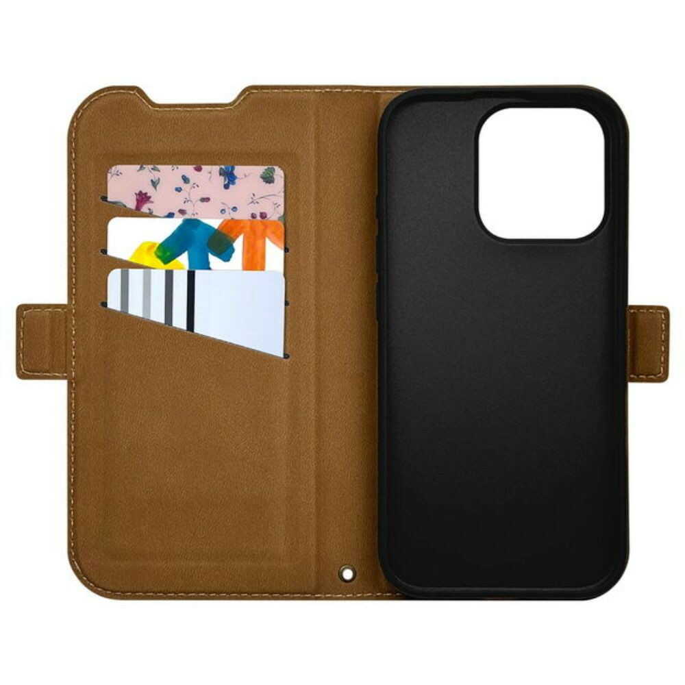 テレホンリース iPhone16Pro 手帳型カバー 薄型 slim Fit ネイビー×ブラウン - Image 5