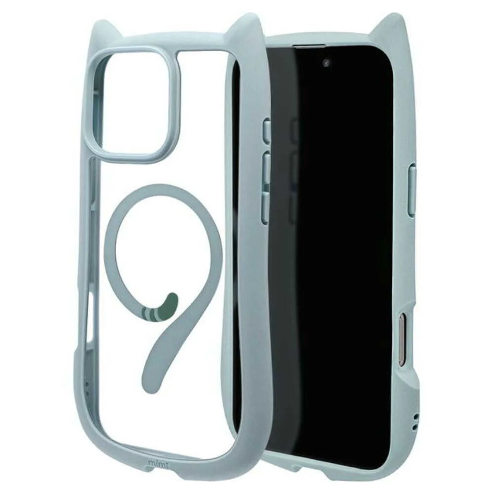 テレホンリース iPhone16ProMax ケースカバー MagSafe対応 猫耳 スモーキーブルー - Image 4